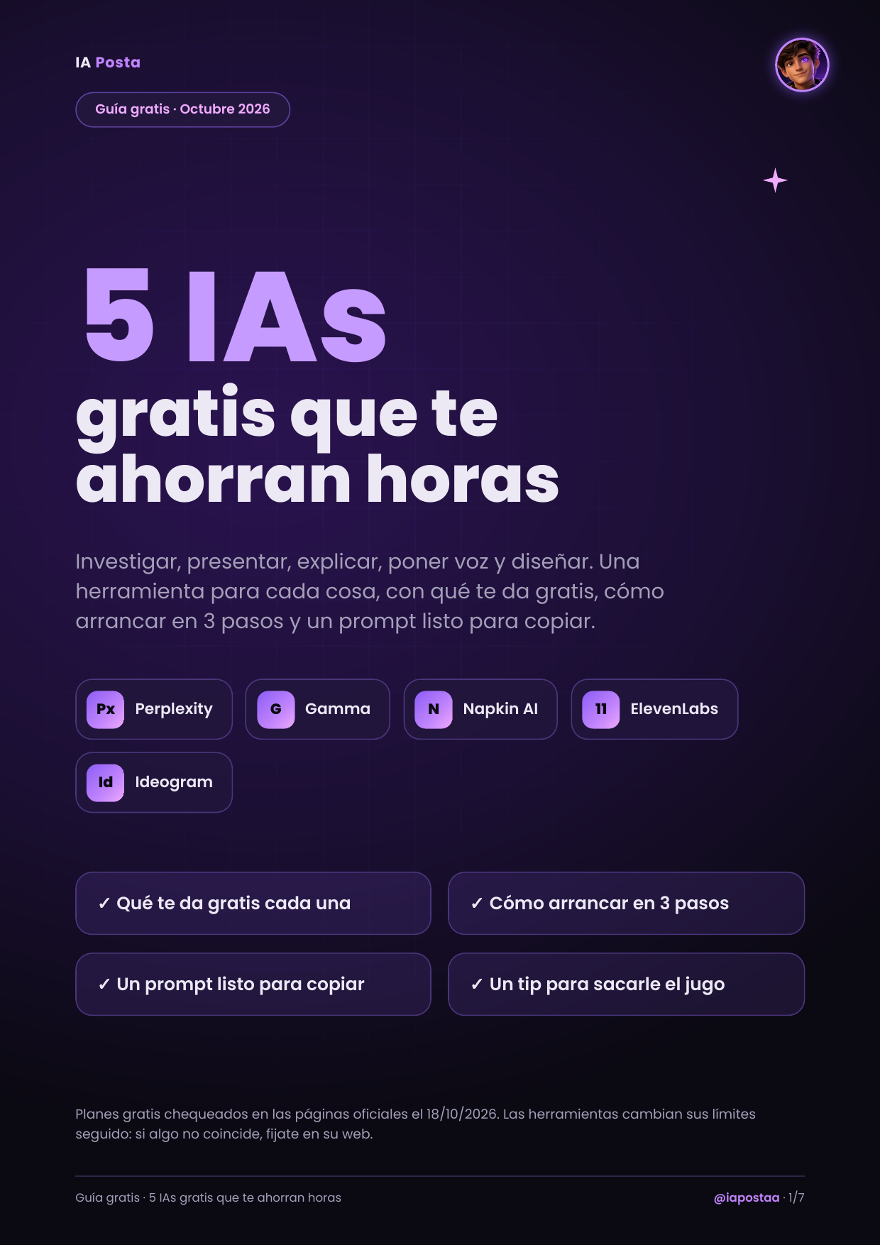 Portada de la guía 5 IAs gratis que te ahorran horas